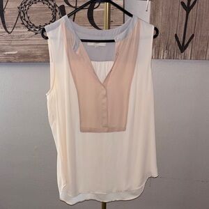 LOFT Two-Tone Sleeveless Blouse in Blush and Pearl